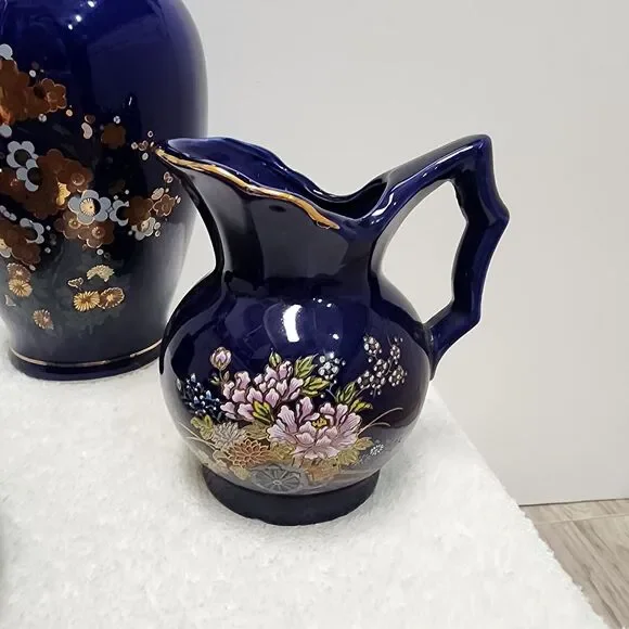 Vintage Japan Blue Cobalt Ceramic Set Lot of 5